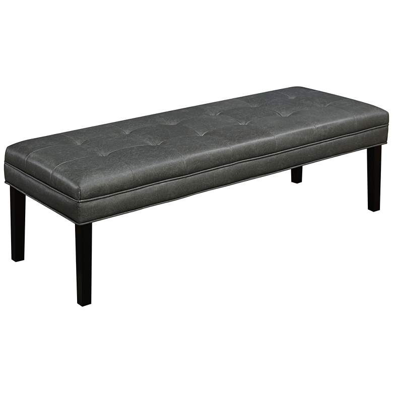 Image 1 Aldon Gray Steel Faux Leather Tufted Bed Bench