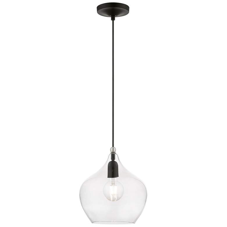 Image 1 Aldrich 1 Light Black Pendant with Brushed Nickel Accent