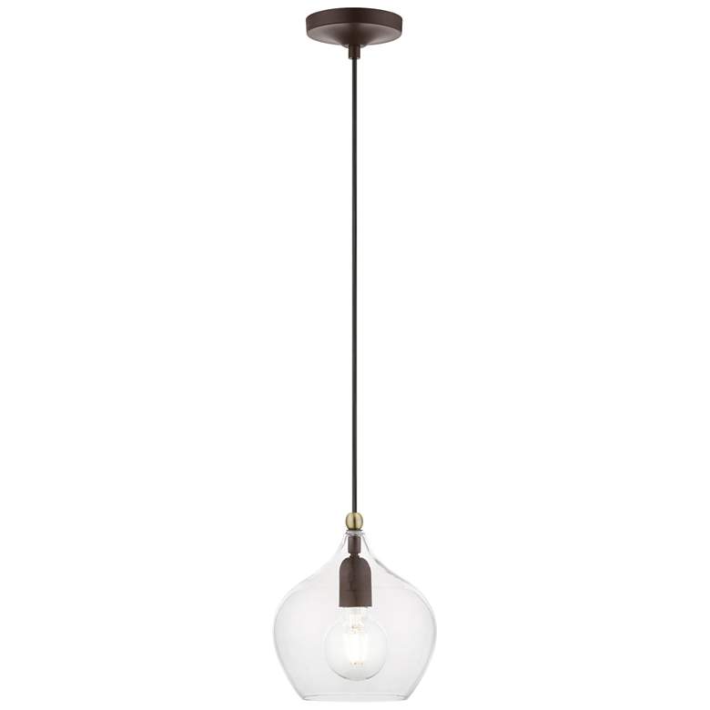 Image 2 Aldrich 1 Light Bronze Pendant with Antique Brass Accent