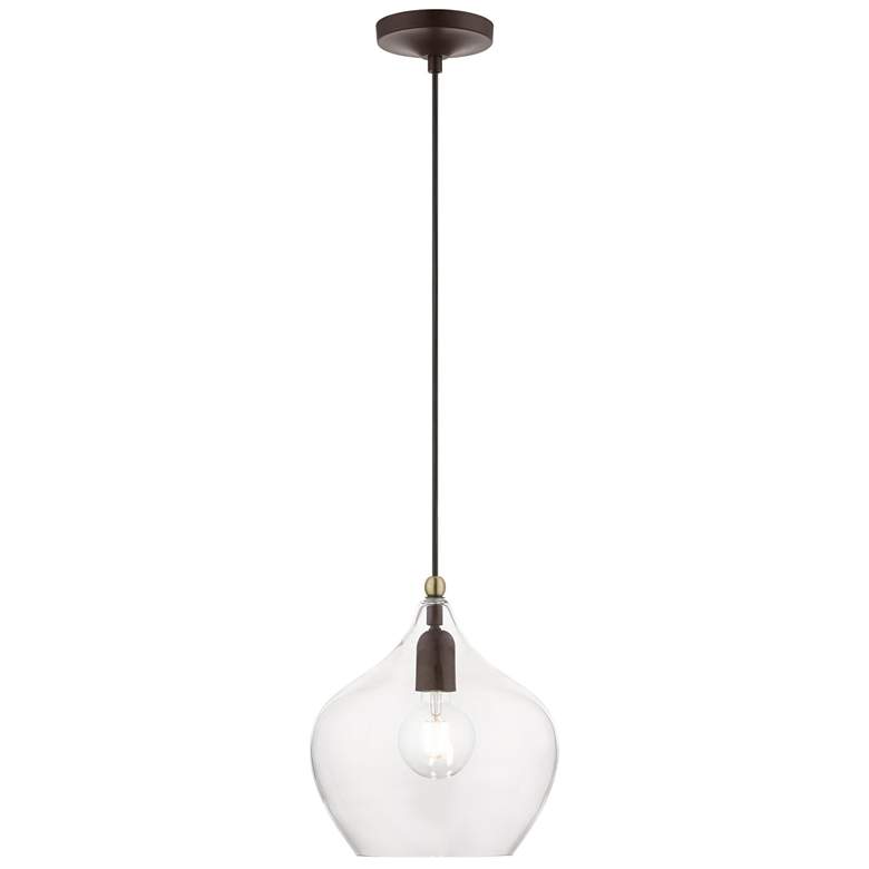 Image 1 Aldrich 1 Light Bronze Pendant with Antique Brass Accent