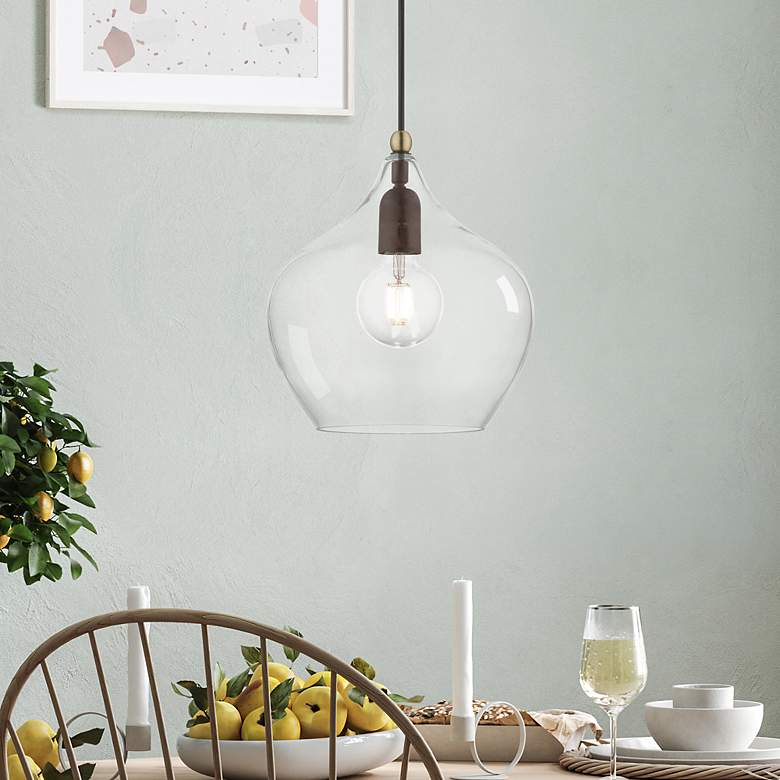 Image 1 Aldrich 1 Light Bronze Pendant with Antique Brass Accent