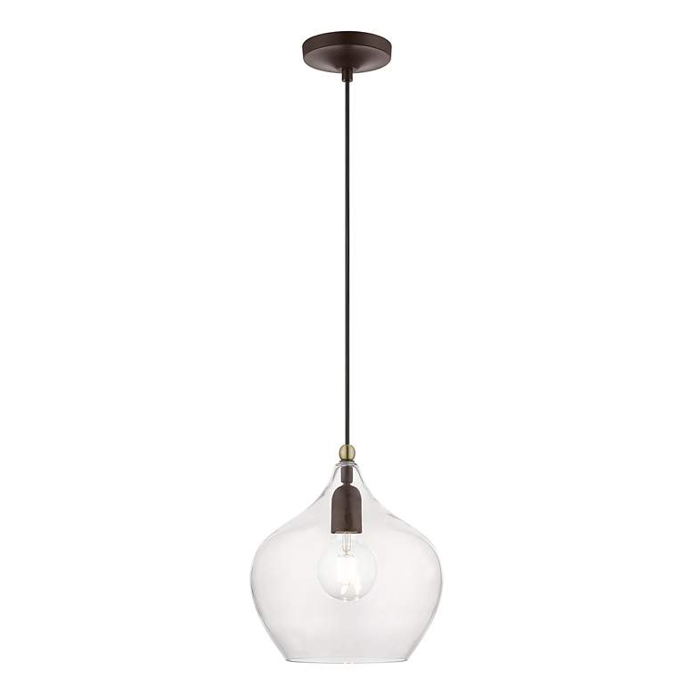 Image 4 Aldrich 1 Light Bronze Pendant with Antique Brass Accent more views