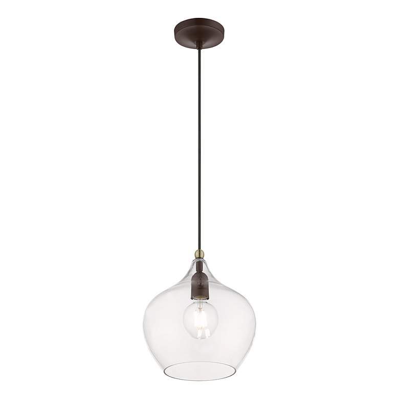 Image 7 Aldrich 1 Light Bronze Pendant with Antique Brass Accent more views