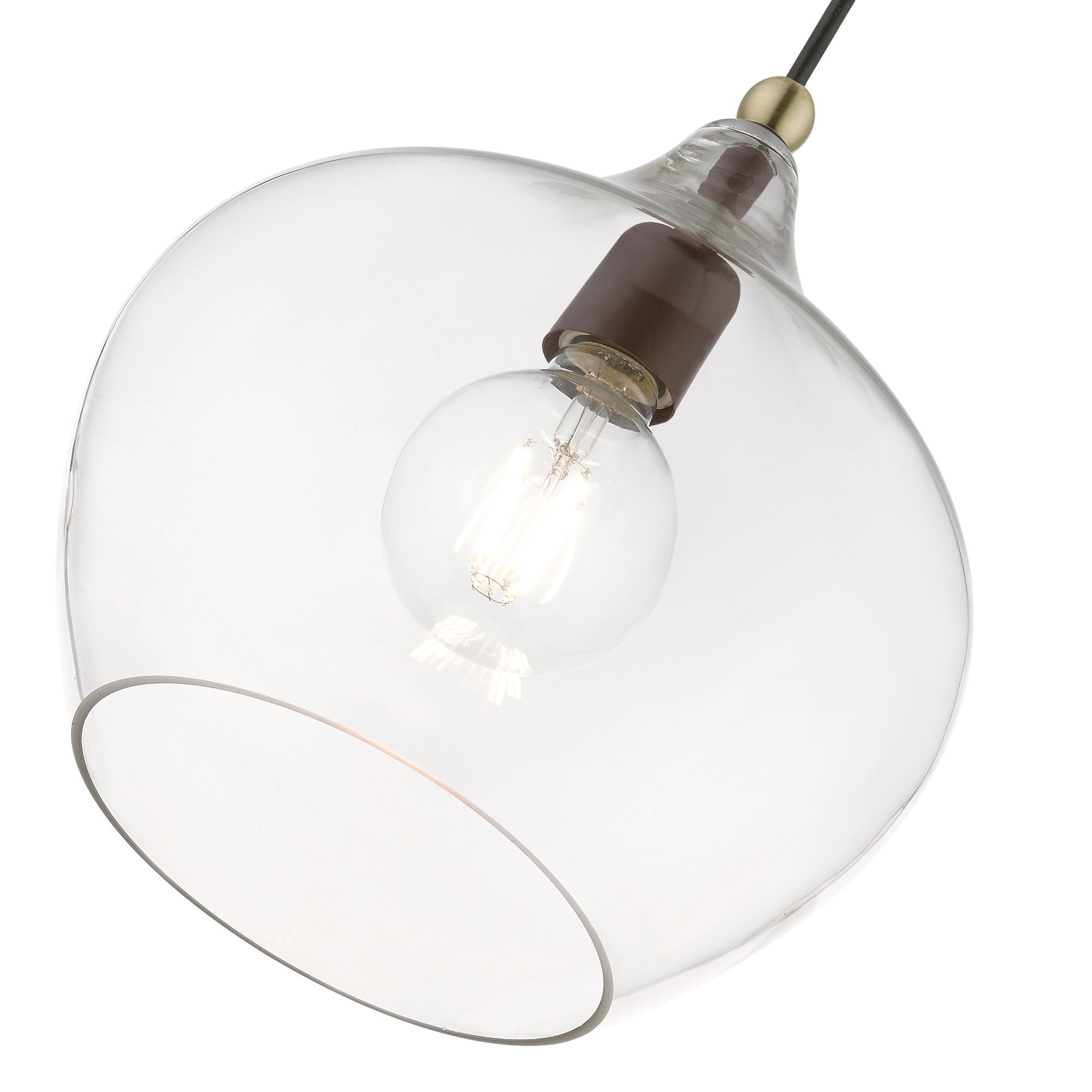 Aldrich 1 Light Bronze Pendant with Antique Brass Accent