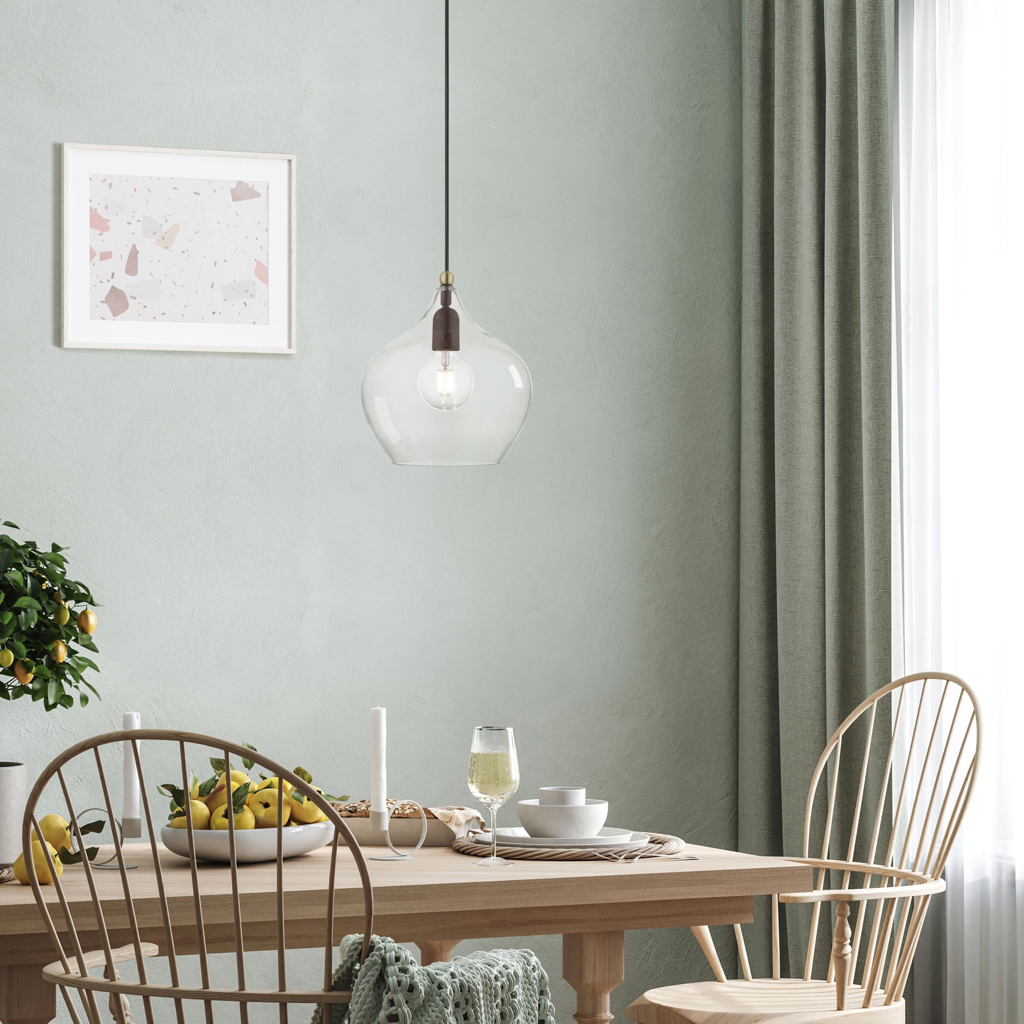 Aldrich 1 Light Bronze Pendant with Antique Brass Accent