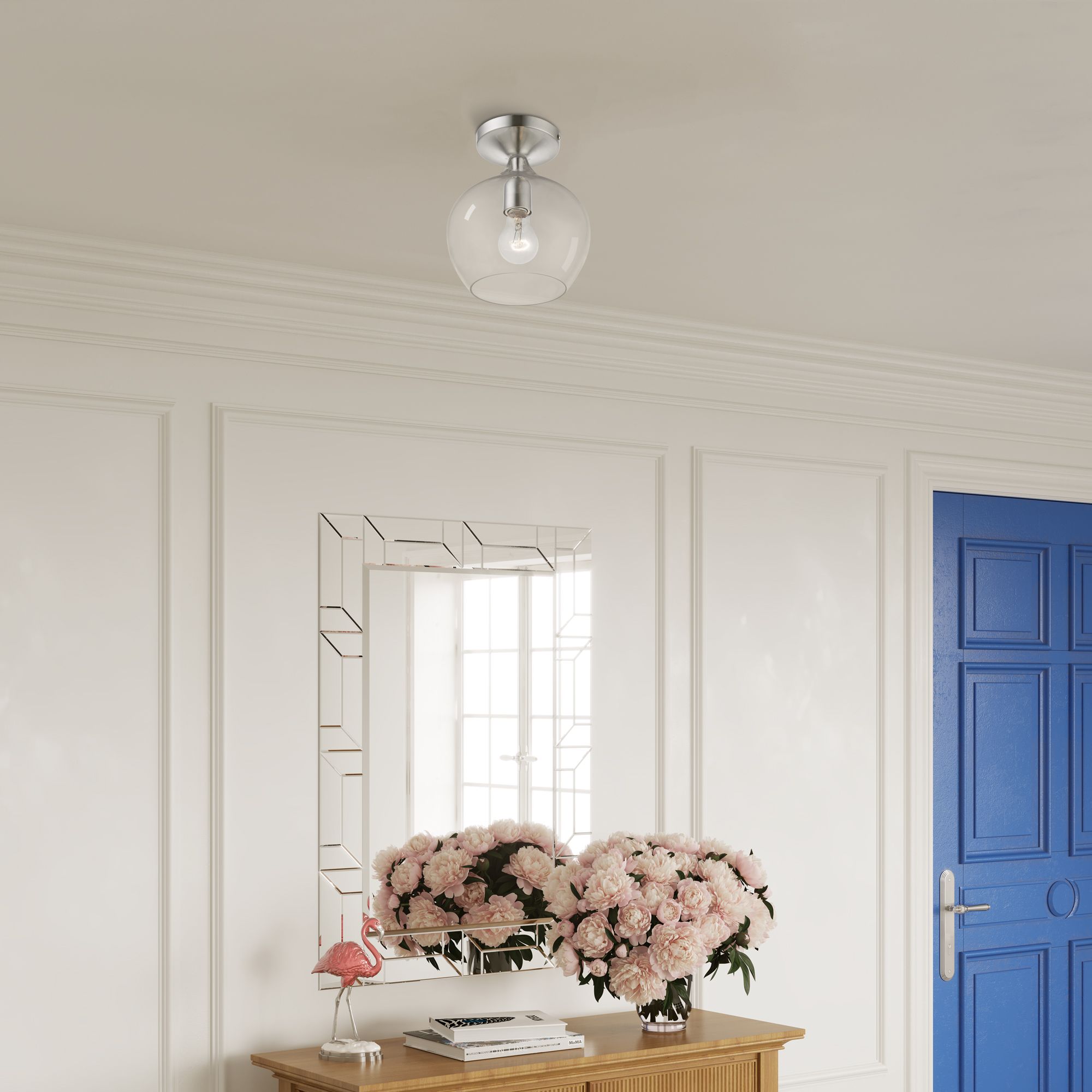 Image 7 Aldrich 1 Light Brushed Nickel Semi-Flush more views