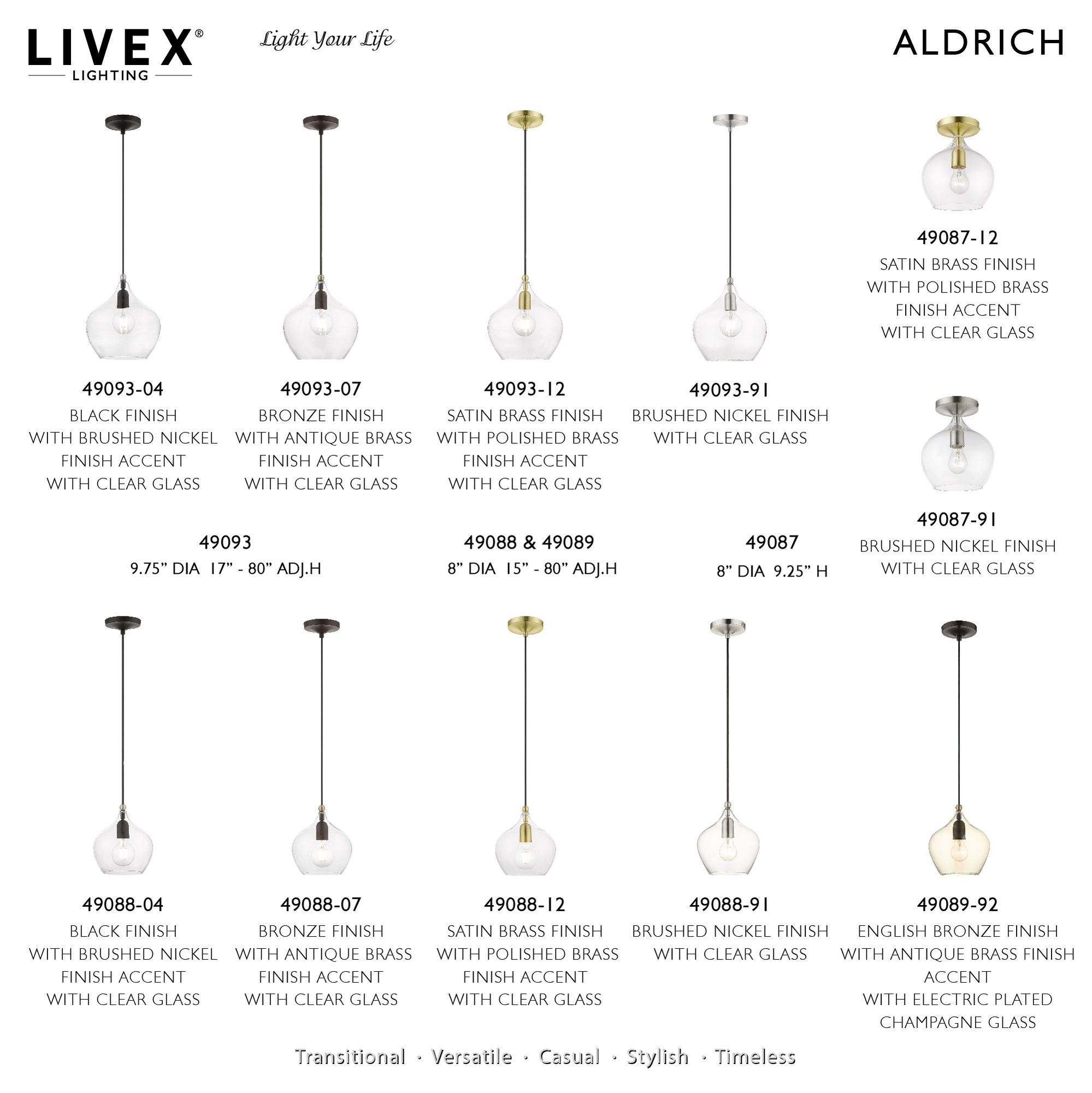 Aldrich 1 Light Brushed Nickel Semi-Flush