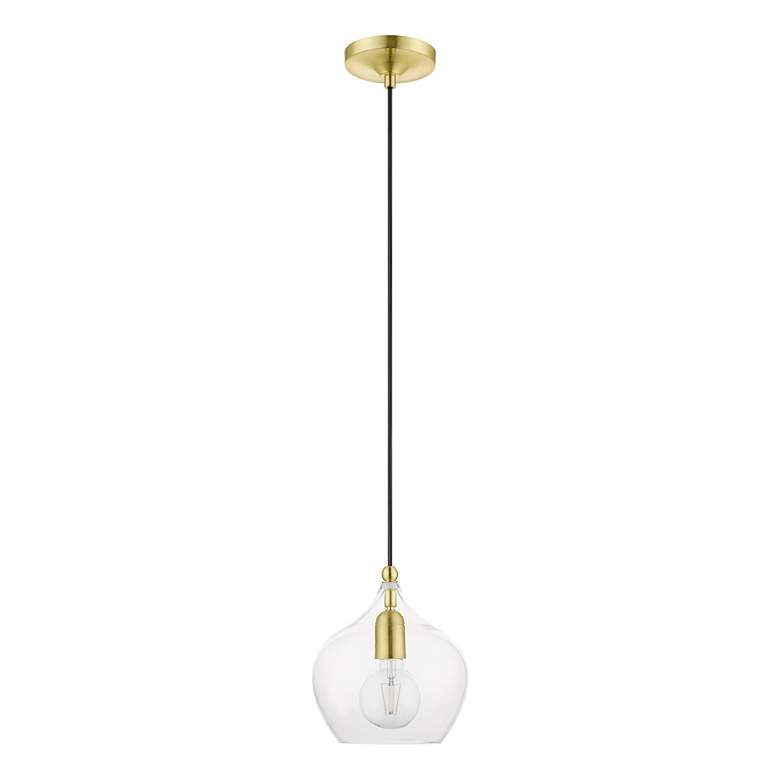 Image 3 Aldrich 1 Light Satin Brass Pendant with Polished Brass Accent more views