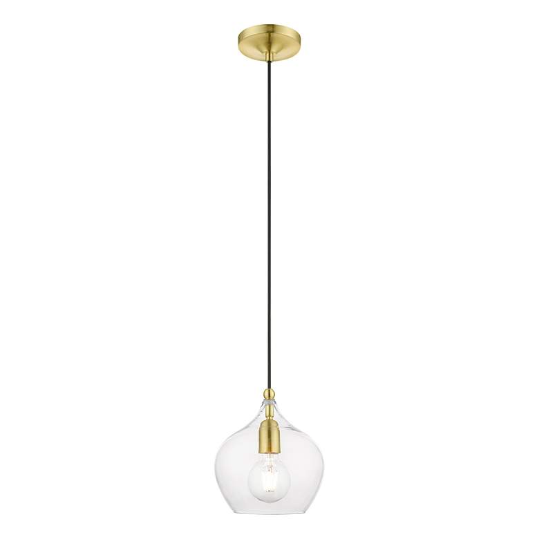 Image 4 Aldrich 1 Light Satin Brass Pendant with Polished Brass Accent more views