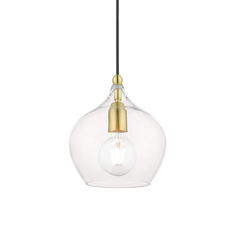 Image 5 Aldrich 1 Light Satin Brass Pendant with Polished Brass Accent more views