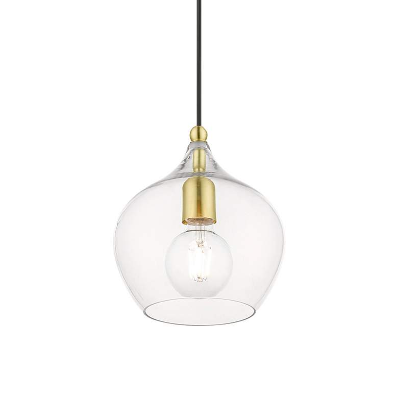 Image 6 Aldrich 1 Light Satin Brass Pendant with Polished Brass Accent more views