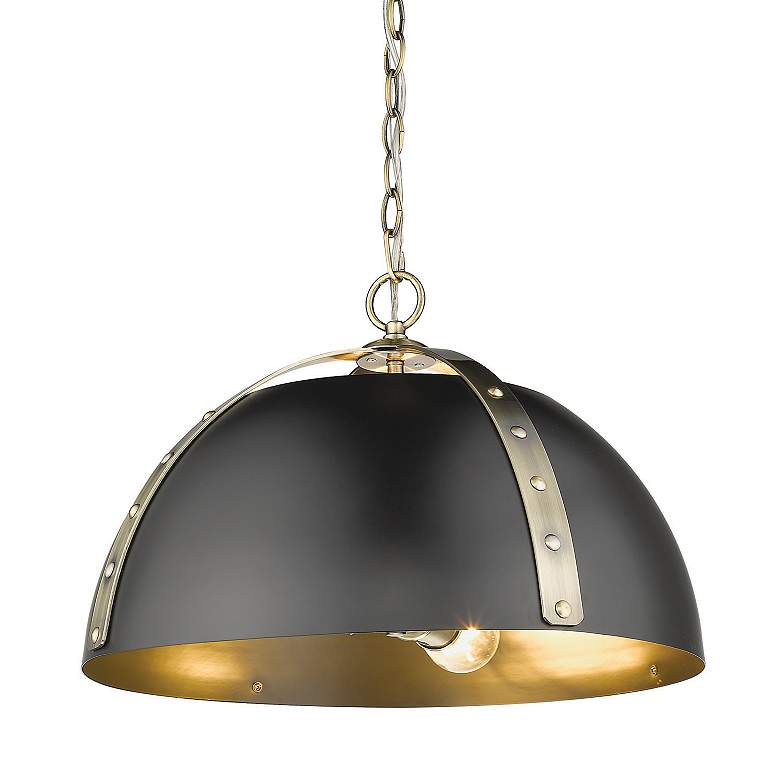Image 4 Aldrich 18" Wide Aged Brass and Matte Black Pendant Light more views