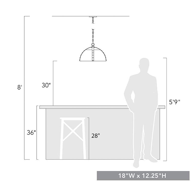 Image 7 Aldrich 18" Wide Aged Brass and Matte Black Pendant Light more views