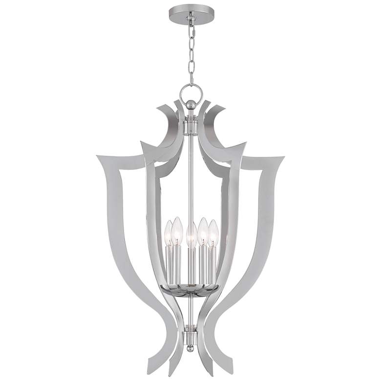 Image 2 Aldrich 20 1/2"W Polished Nickel 5-Light Lantern Chandelier