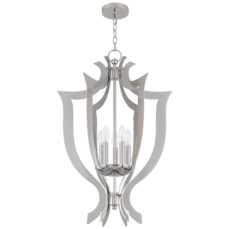 Image 4 Aldrich 20 1/2 inchW Polished Nickel 5-Light Lantern Chandelier more views