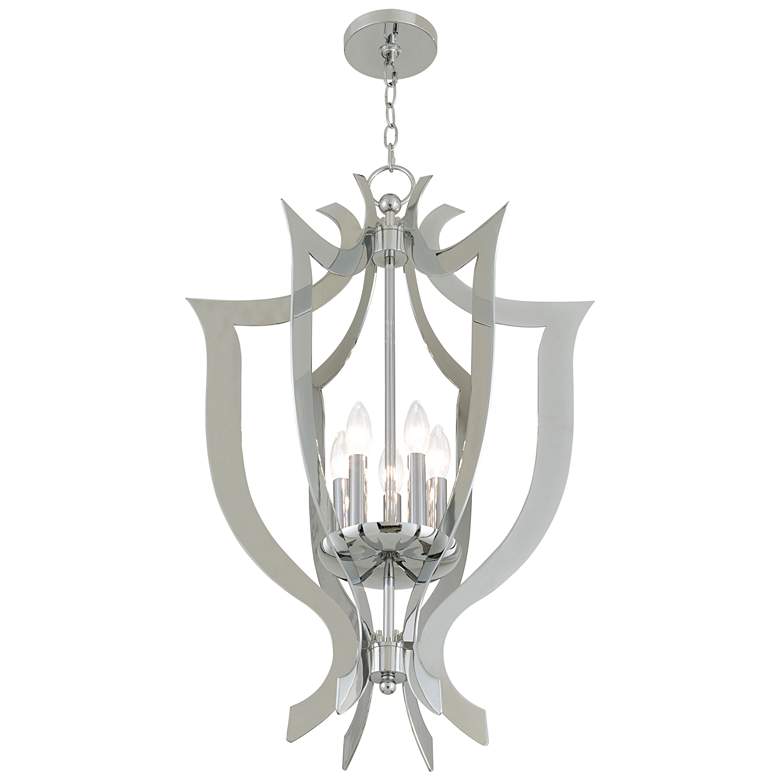 Image 5 Aldrich 20 1/2 inchW Polished Nickel 5-Light Lantern Chandelier more views