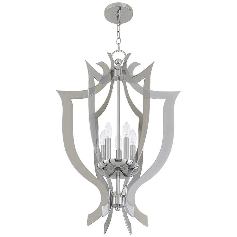 Image 6 Aldrich 20 1/2"W Polished Nickel 5-Light Lantern Chandelier more views