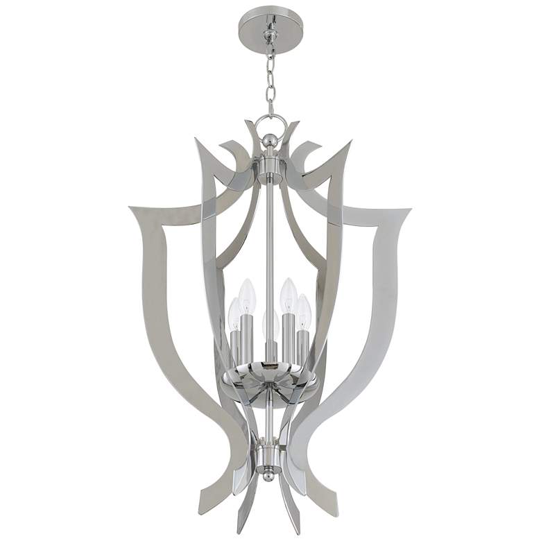 Image 6 Aldrich 20 1/2 inchW Polished Nickel 5-Light Lantern Chandelier more views