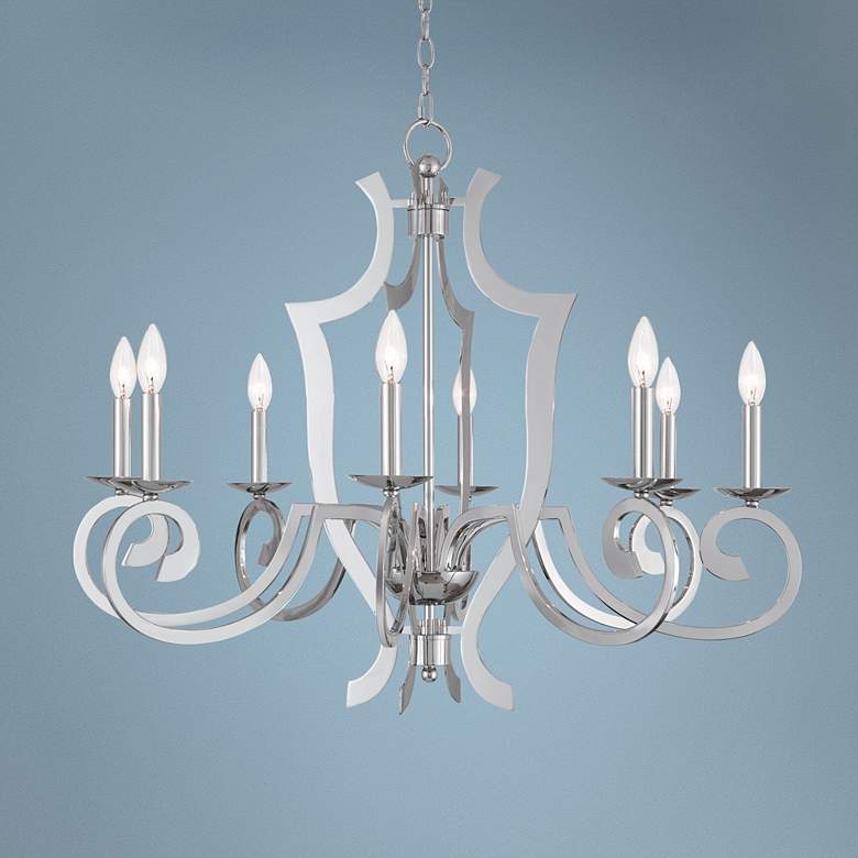 Image 1 Aldrich 32 1/2" Wide Polished Nickel 8-Light Chandelier