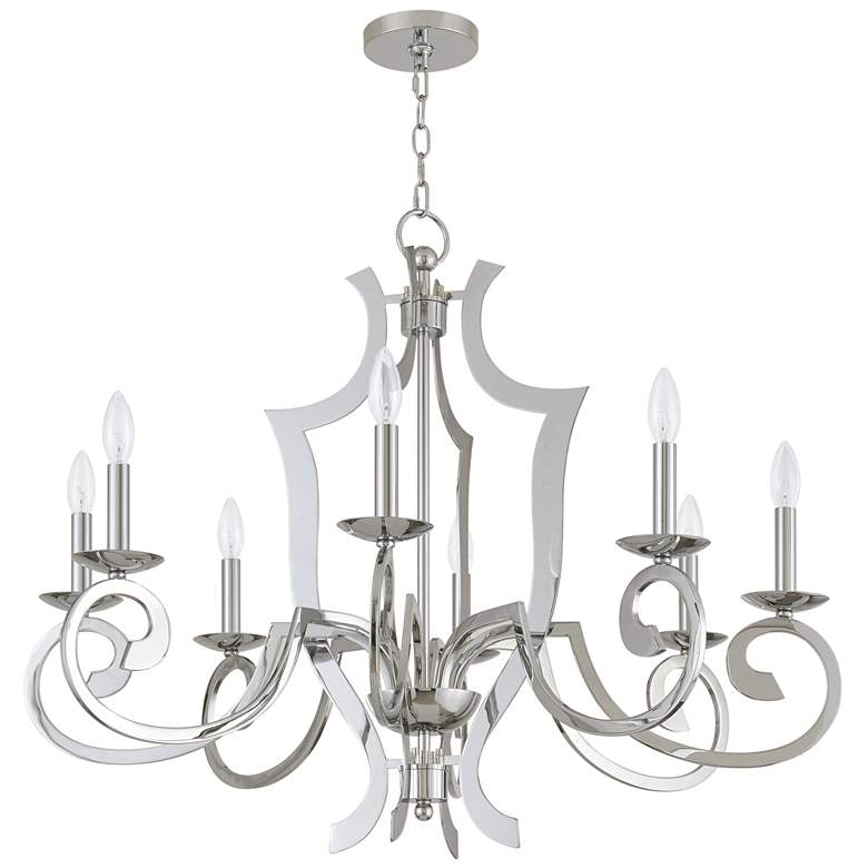 Image 4 Aldrich 32 1/2 inch Wide Polished Nickel 8-Light Chandelier more views