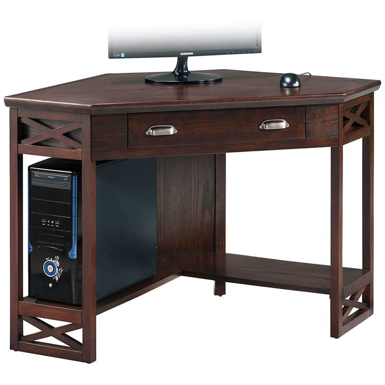Image 1 Aldrich 48 1/2 inch Wide Chocolate Wood Corner Computer Desk