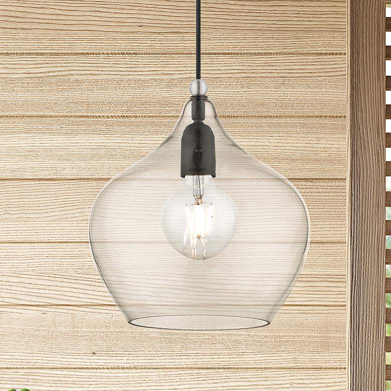 Image 1 Aldrich 9 3/4" Wide Black Mini Pendant with Clear Glass