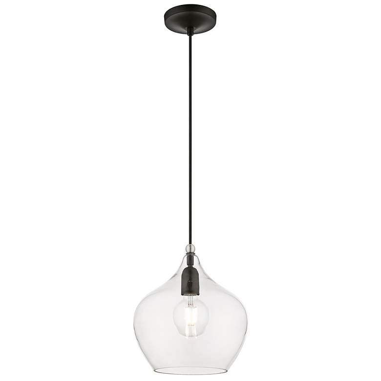 Image 4 Aldrich 9 3/4" Wide Black Mini Pendant with Clear Glass more views
