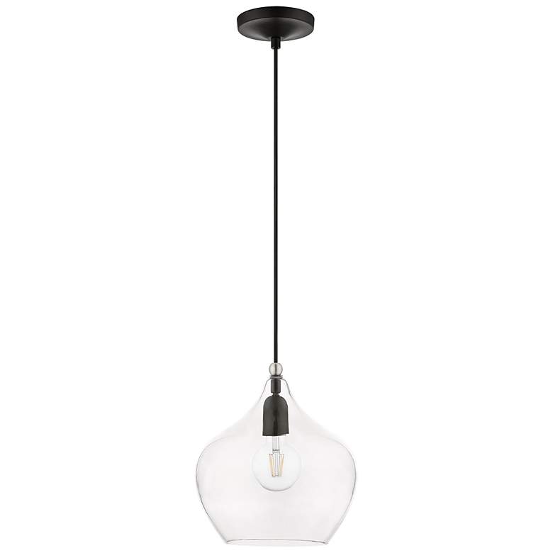 Image 5 Aldrich 9 3/4" Wide Black Mini Pendant with Clear Glass more views
