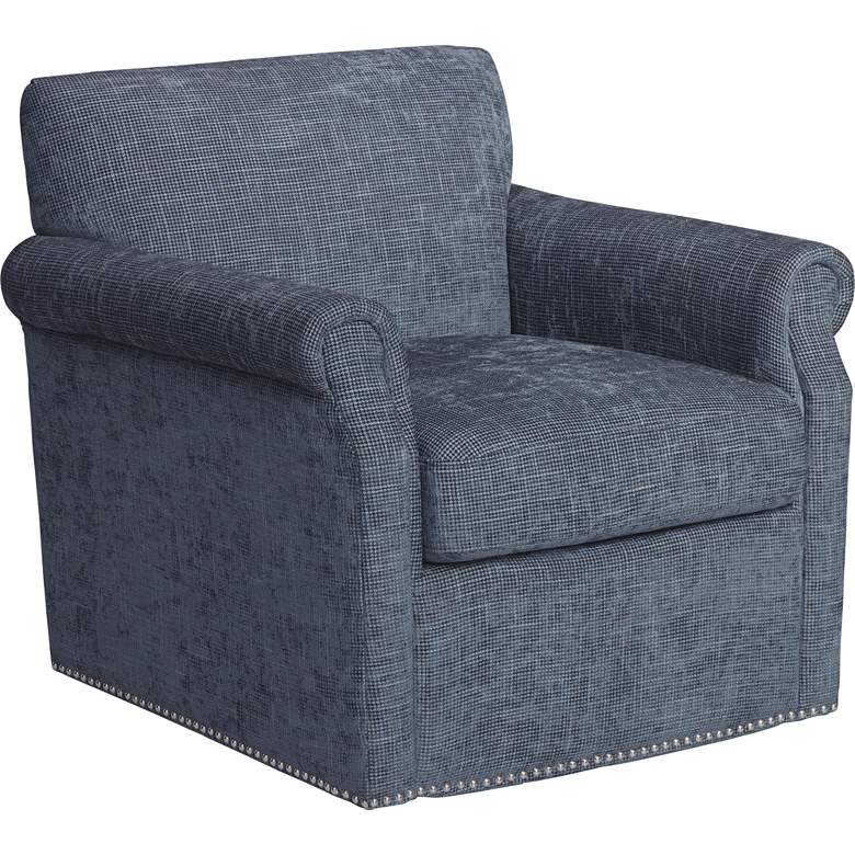 Image 1 Aldrich Blue Upholstered Swivel Armchair