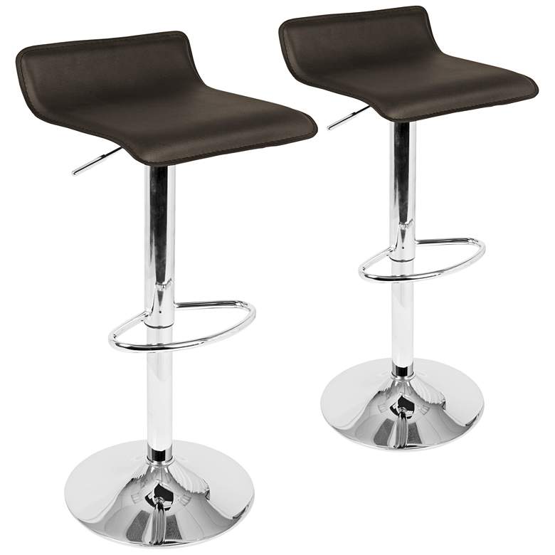 Image 1 Ale Brown Adjustable Swivel Bar Stools Set of 2