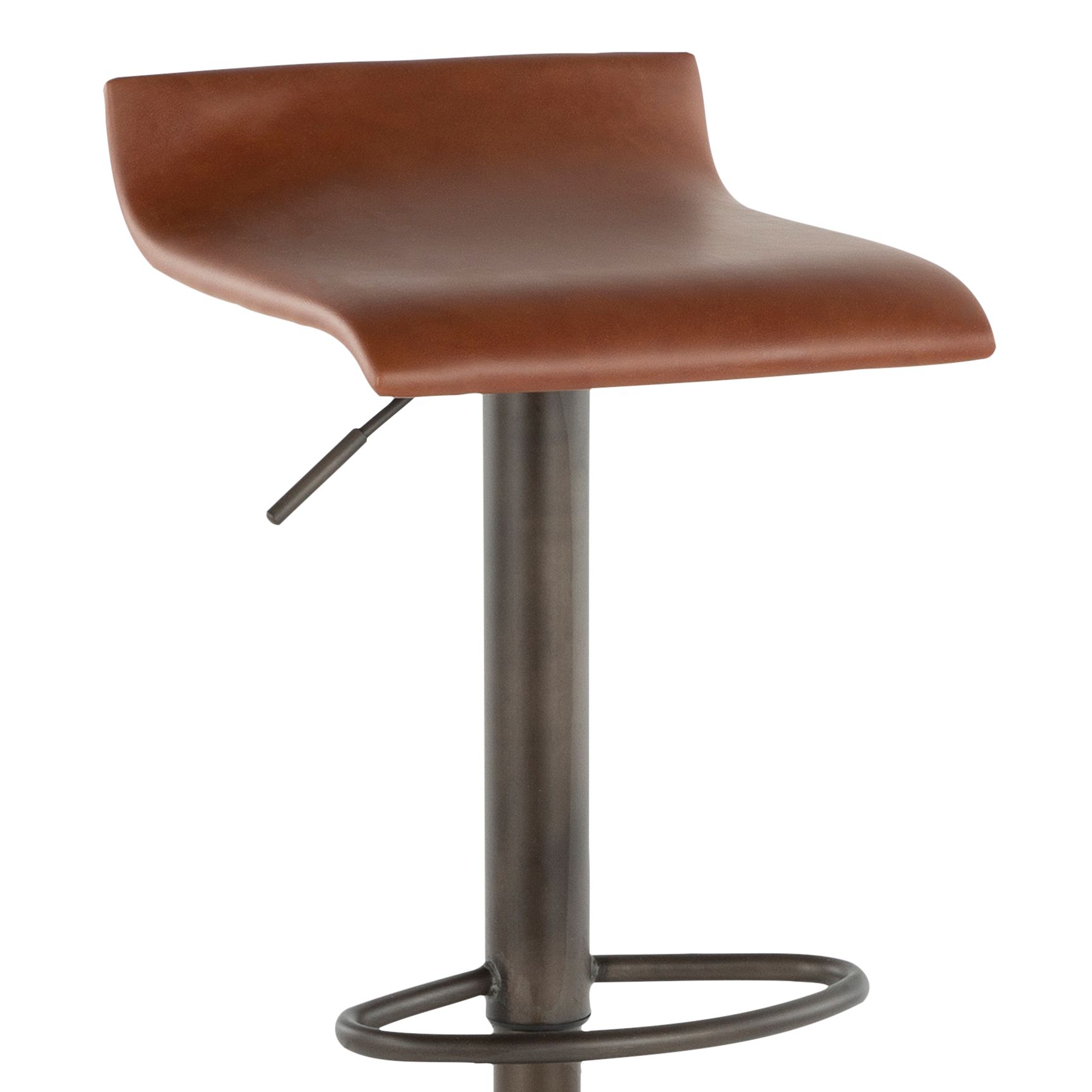 Ale Brown Faux Leather Adjustable Swivel Bar Stools Set of 2