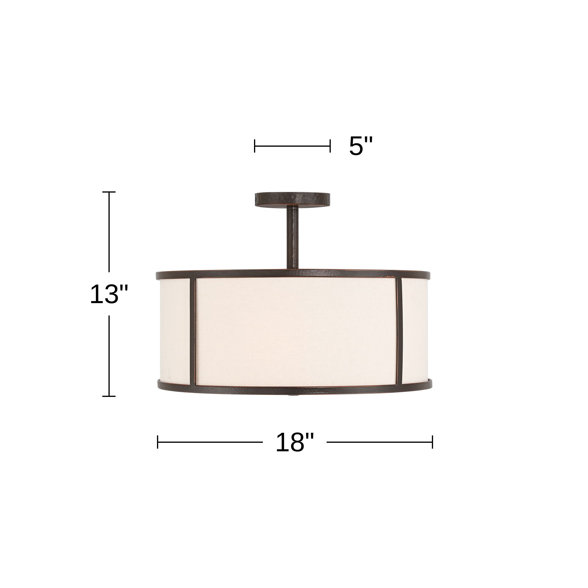 Alec 18" Wide Hammered Bronze Rustic Modern Ceiling Light in scene