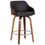 Alec 26 in. Swivel Barstool in Chrome Finish with Brown Faux Leather