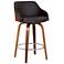 Alec 26 in. Swivel Barstool in Chrome Finish with Brown Faux Leather