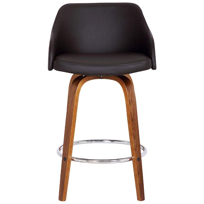 Image 2 Alec 26 in. Swivel Barstool in Chrome Finish with Brown Faux Leather more views