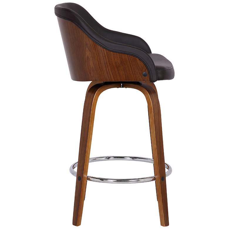 Image 3 Alec 26 in. Swivel Barstool in Chrome Finish with Brown Faux Leather more views