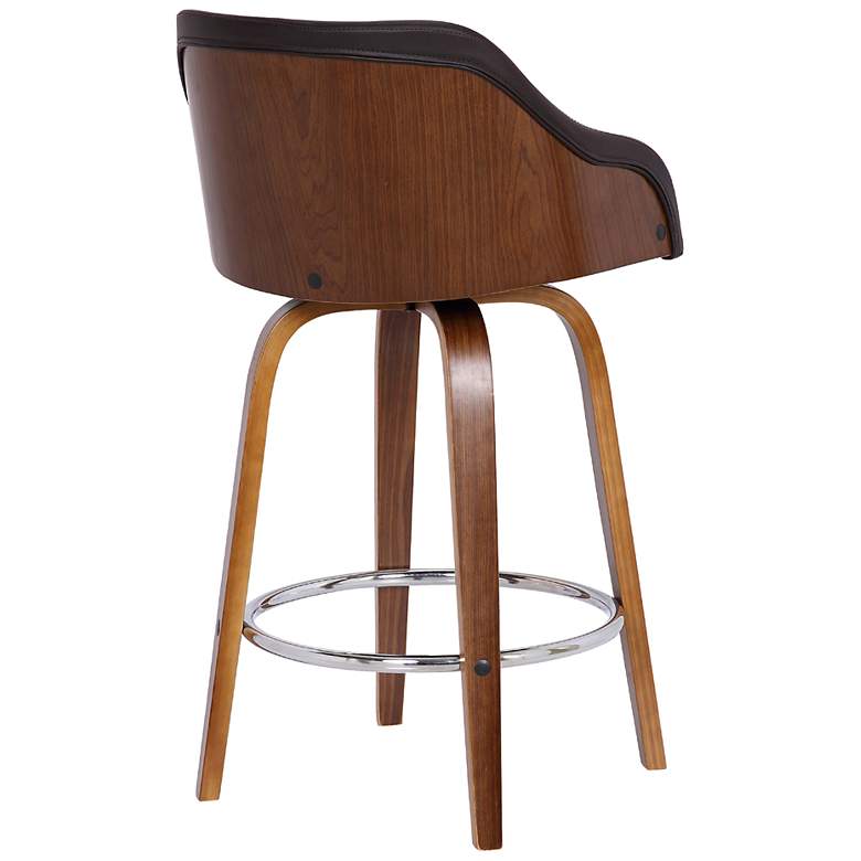 Image 4 Alec 26 in. Swivel Barstool in Chrome Finish with Brown Faux Leather more views