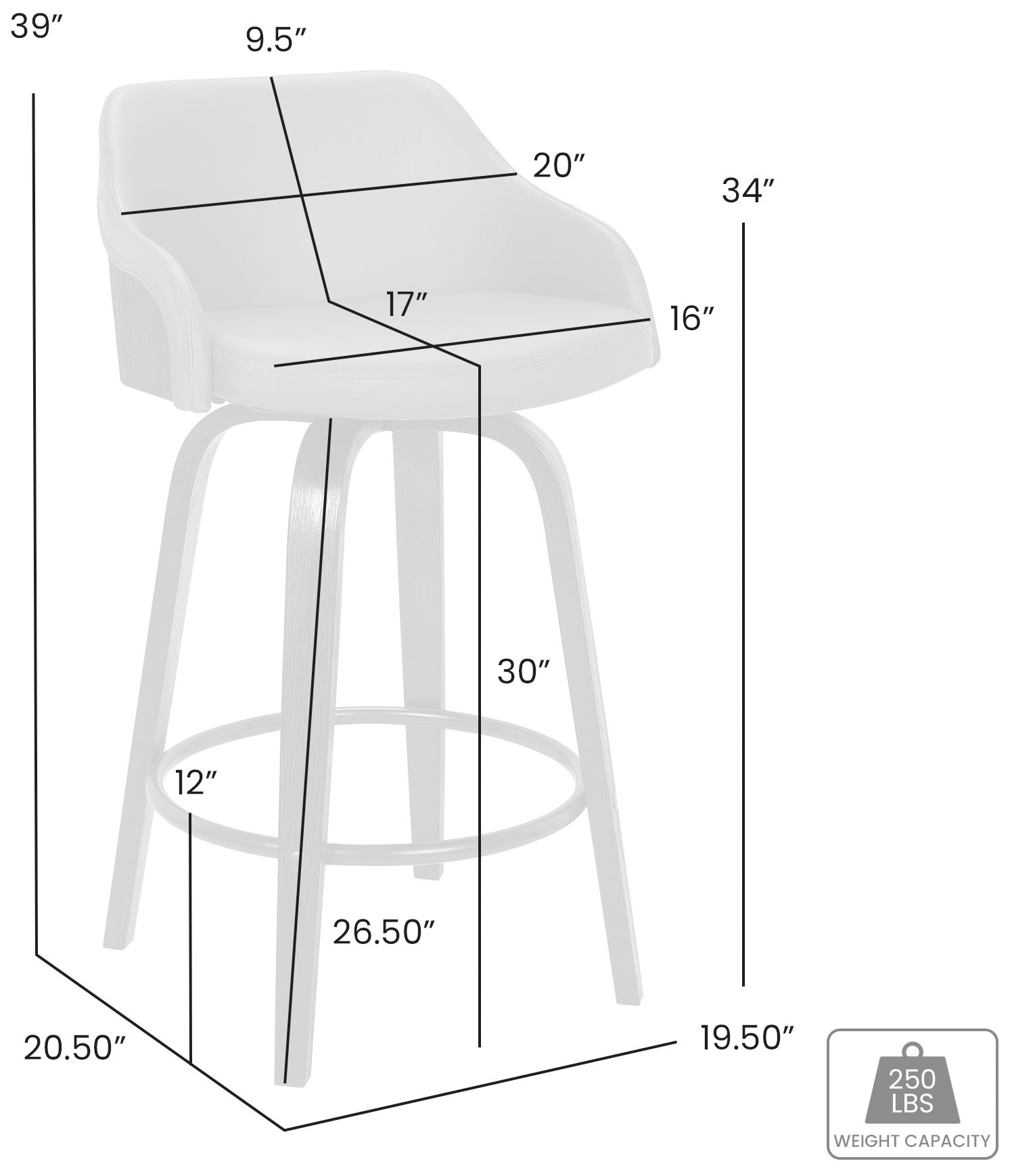 Image 3 Alec 30 in. Swivel Barstool in Chrome Finish with Brown Faux Leather more views