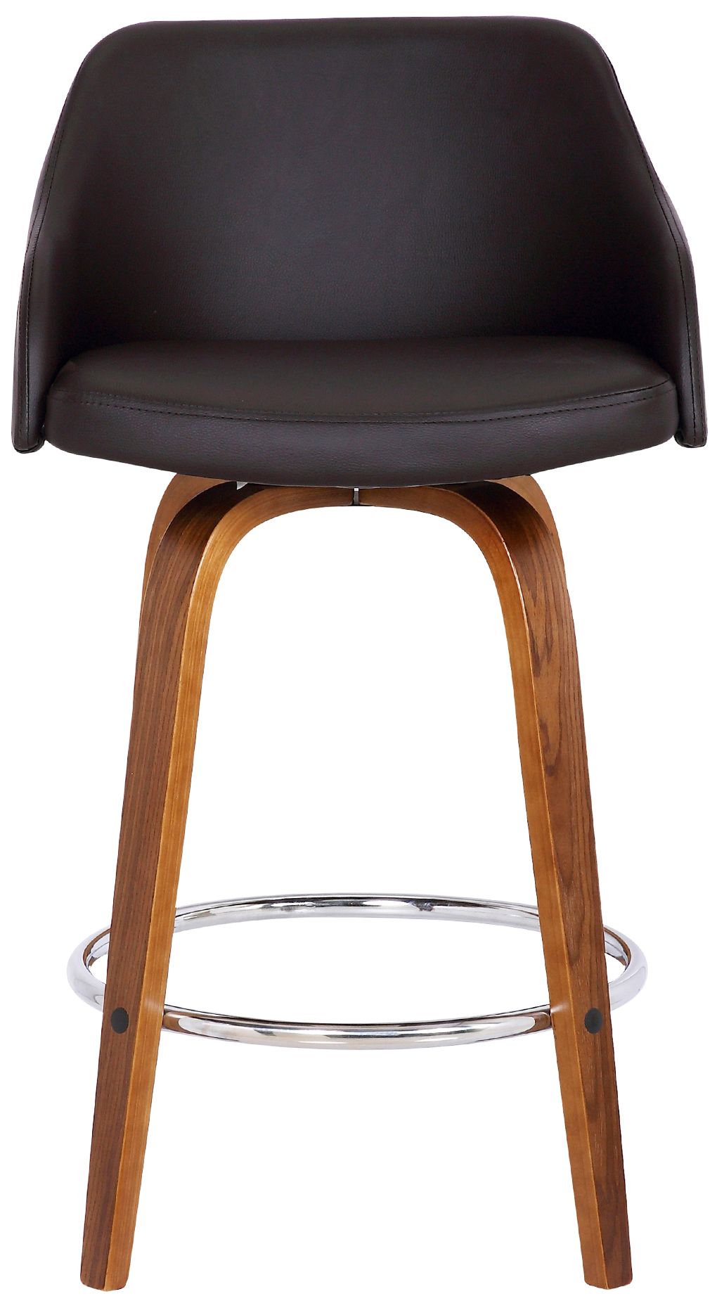 Image 5 Alec 30 in. Swivel Barstool in Chrome Finish with Brown Faux Leather more views