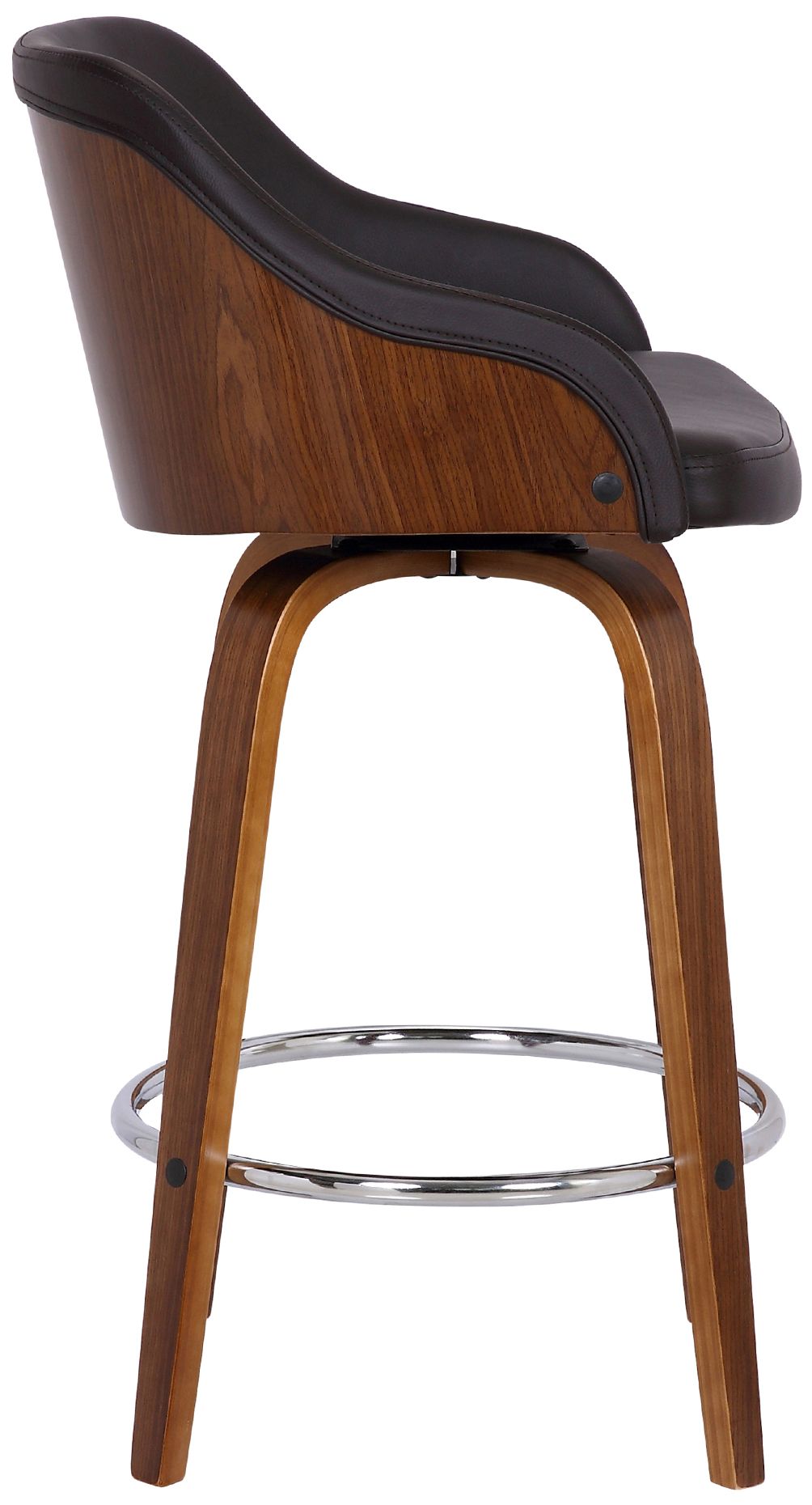 Image 6 Alec 30 in. Swivel Barstool in Chrome Finish with Brown Faux Leather more views