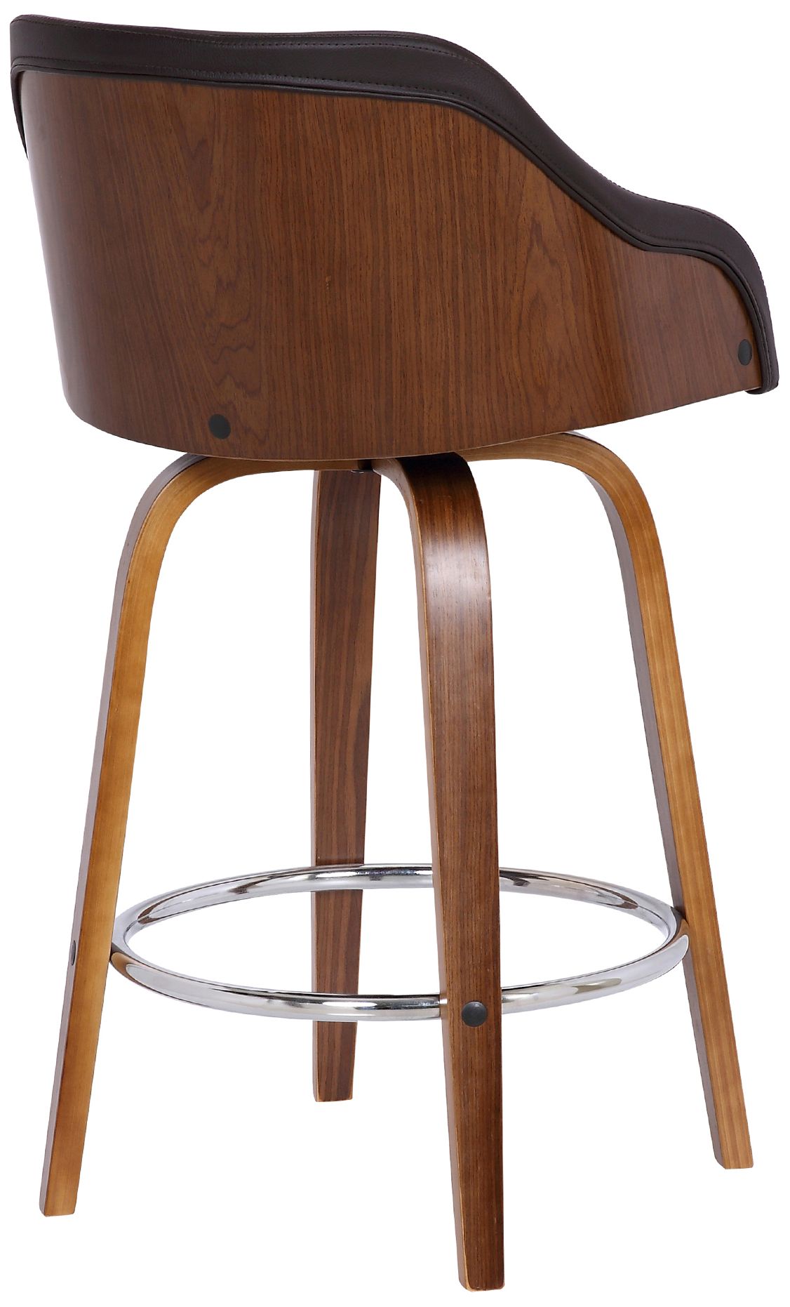 Image 7 Alec 30 in. Swivel Barstool in Chrome Finish with Brown Faux Leather more views
