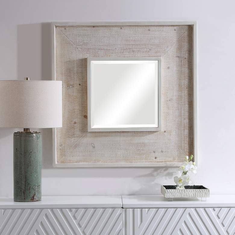 Image 1 Alee Driftwood w/ White 40 1/4 inch Square Oversized Wall Mirror