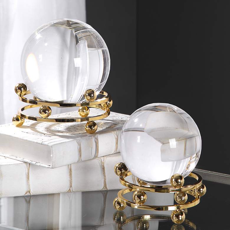 Image 1 Alega 7" High Crystal Spheres - Set of 2 by Uttermost