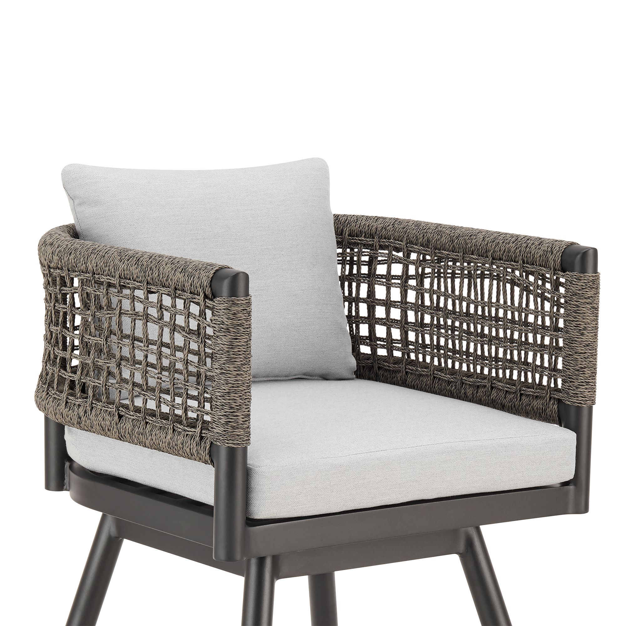 Image 5 Alegria 26 in. Outdoor Barstool in Aluminum, Gray Rope, Light Gray Cushions more views