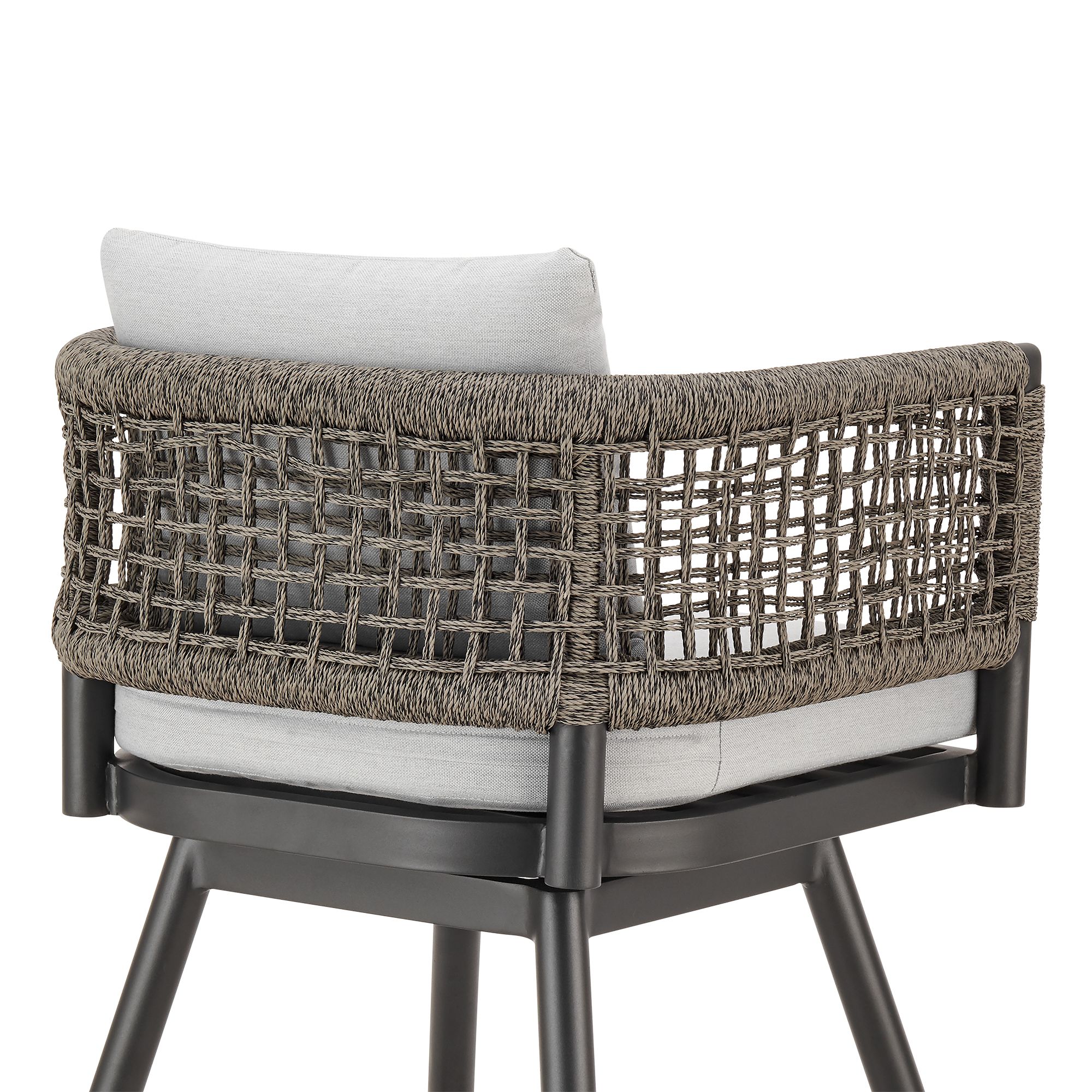 Image 6 Alegria 26 in. Outdoor Barstool in Aluminum, Gray Rope, Light Gray Cushions more views