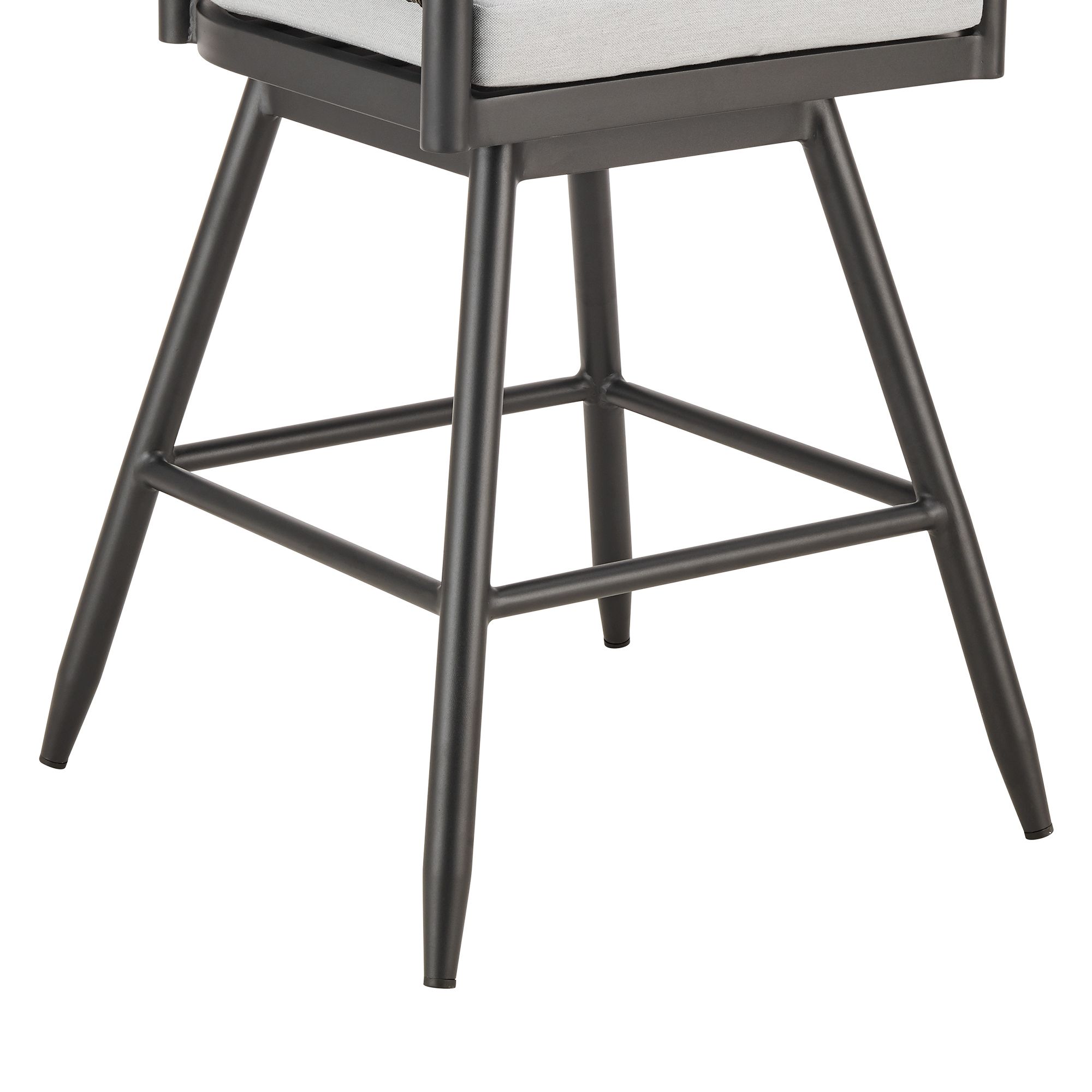 Alegria 26 in. Outdoor Barstool in Aluminum, Gray Rope, Light Gray Cushions