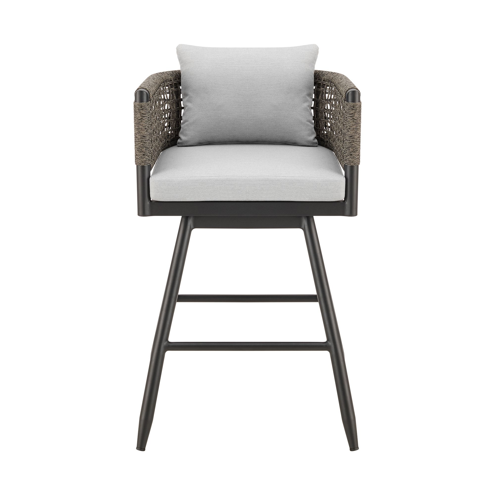 Image 3 Alegria 30 in. Outdoor Barstool in Aluminum, Gray Rope, Light Gray Cushions more views