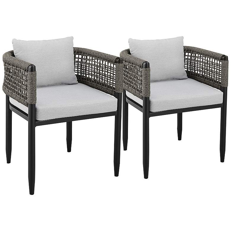 Image 2 Alegria Outdoor Dining Chair in Grey Rope and Cushions Set of 2