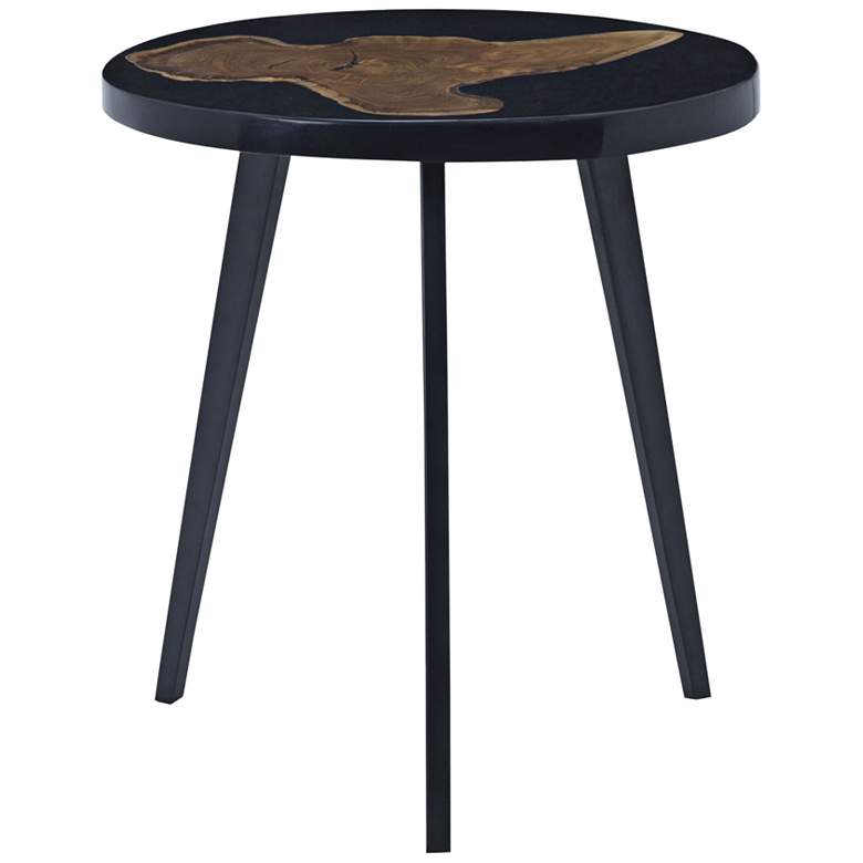 Image 1 Alemann 17 inch Wide Black and Teak Woodtone Accent Table