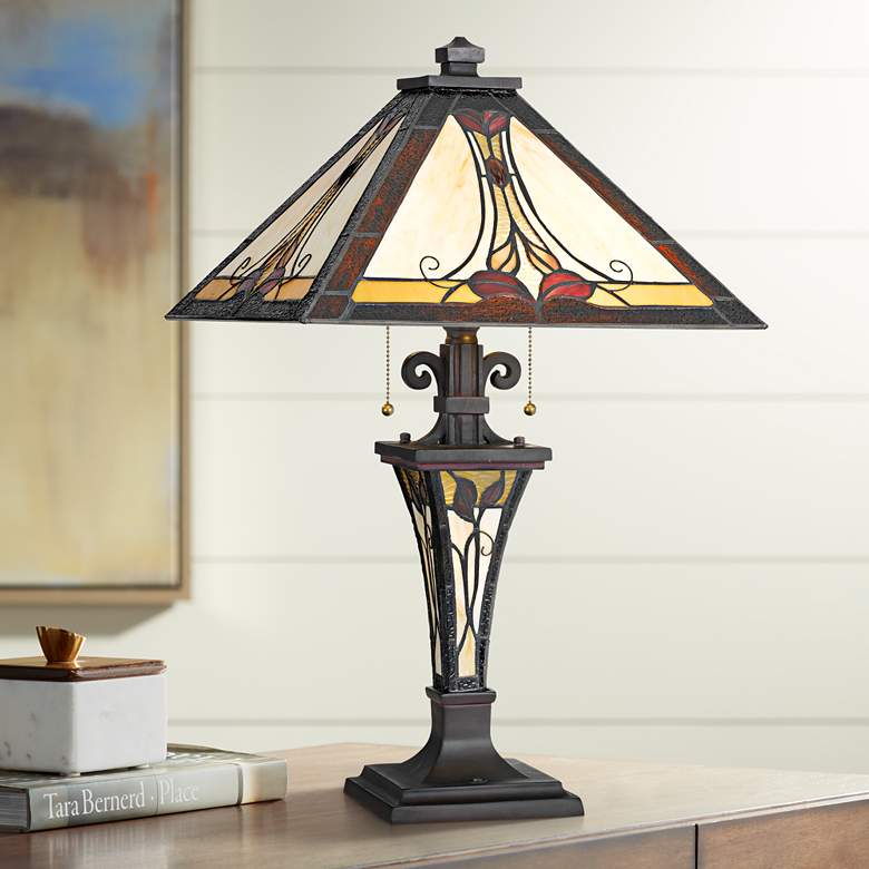 Image 1 Alenhurst Black Tiffany-Style Nightlight Table Lamp